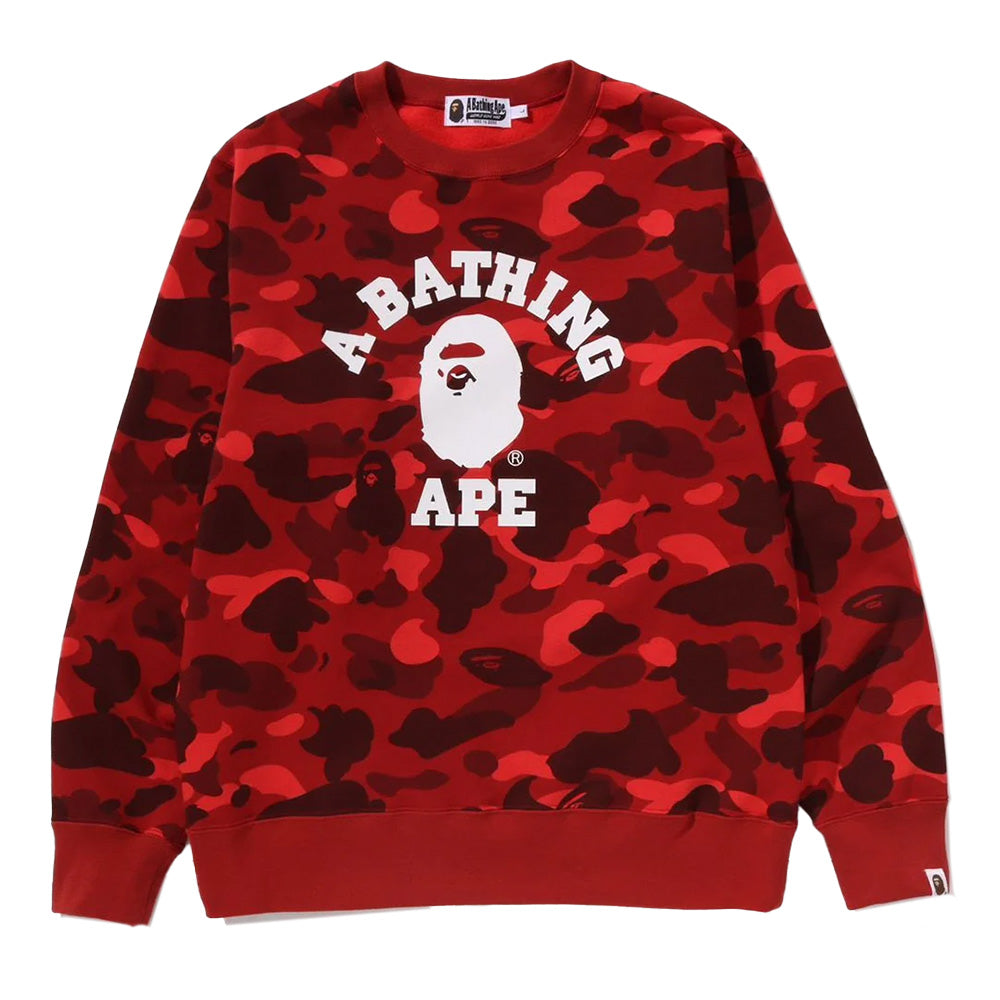 A Bathing Ape Color Camo College Crewneck Sweater - Red – Fresh