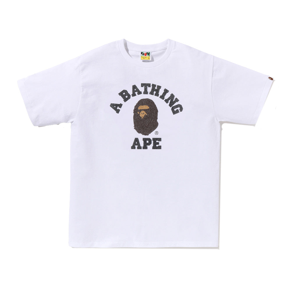 A Bathing Ape Glass Beads College SS Tee - White