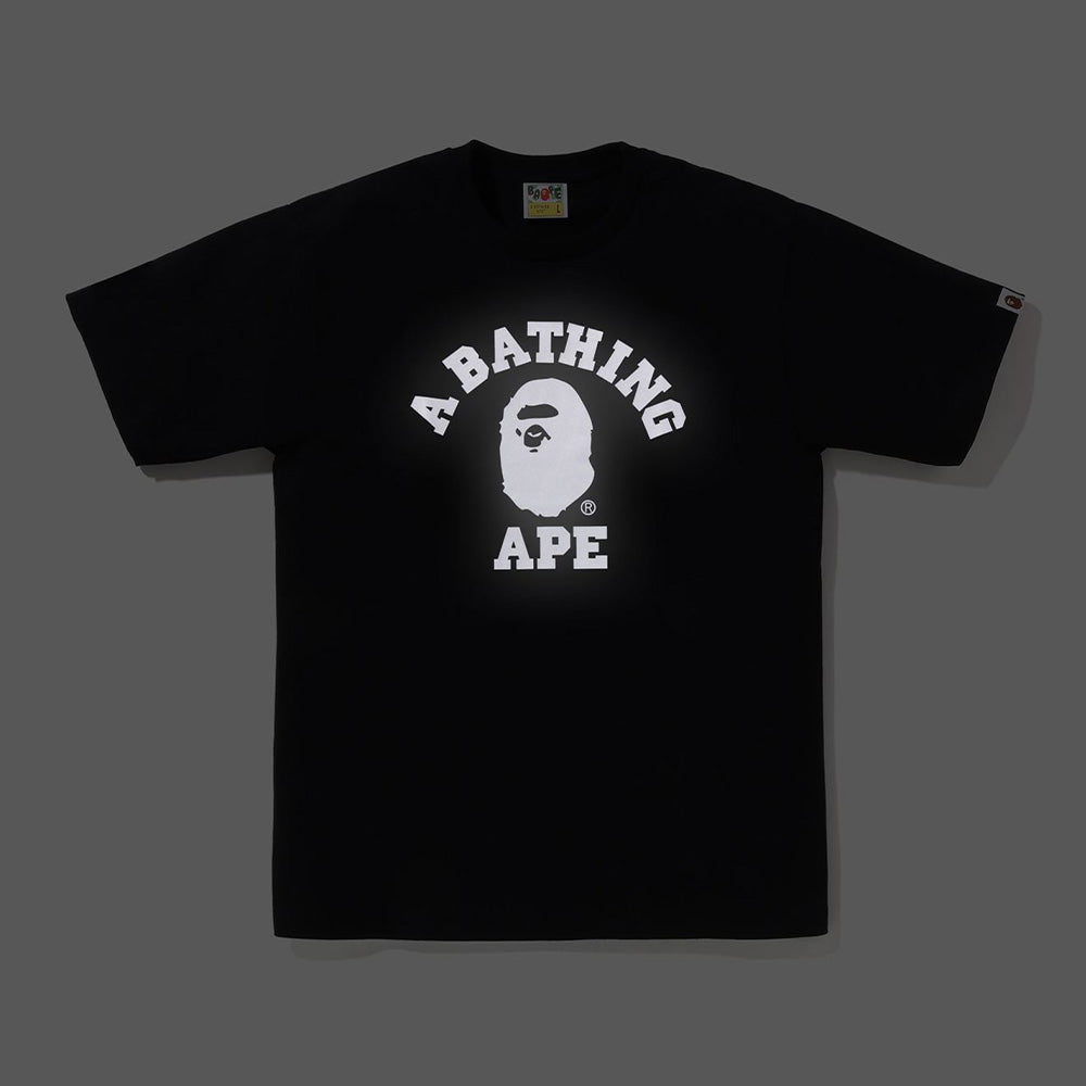 A Bathing Ape Reflective On College SS Tee - Black