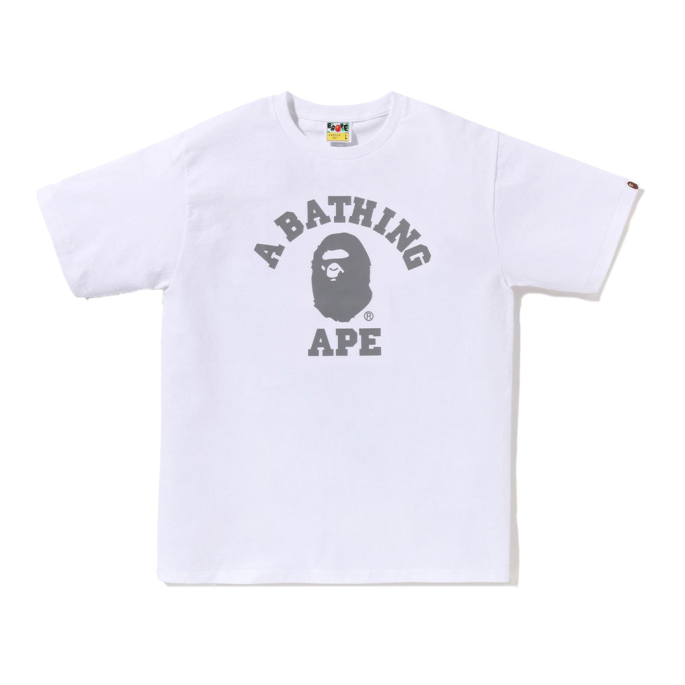 A Bathing Ape Reflective On College SS Tee - White