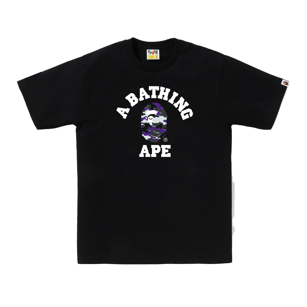 A Bathing Ape Glitch Woodland Camo College SS Tee - Black/Purple