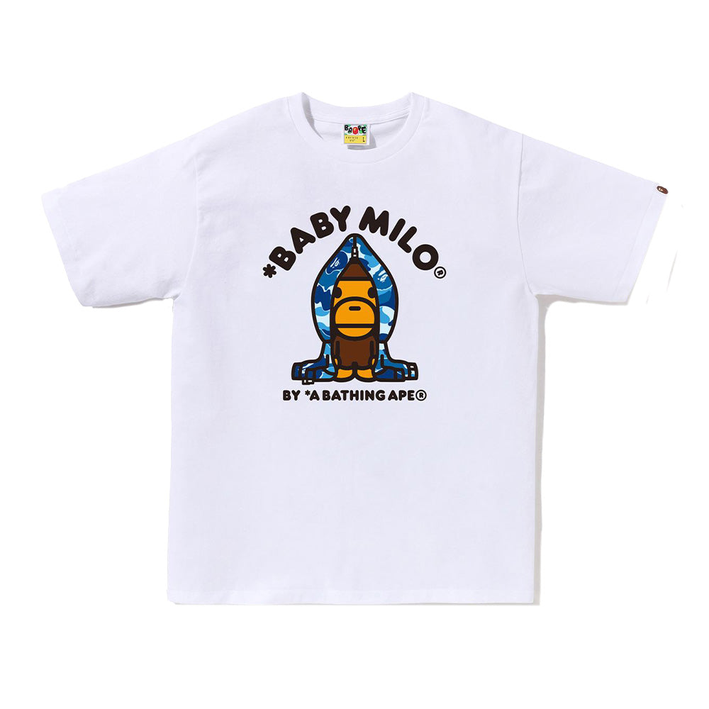 A Bathing Ape ABC Camo Milo Hoodie SS Tee - White/Blue Camo