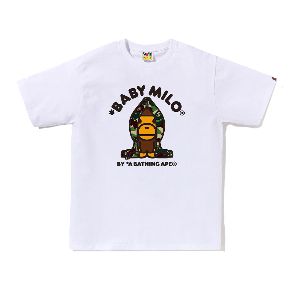 A Bathing Ape ABC Camo Milo Hoodie SS Tee - White/Green Camo