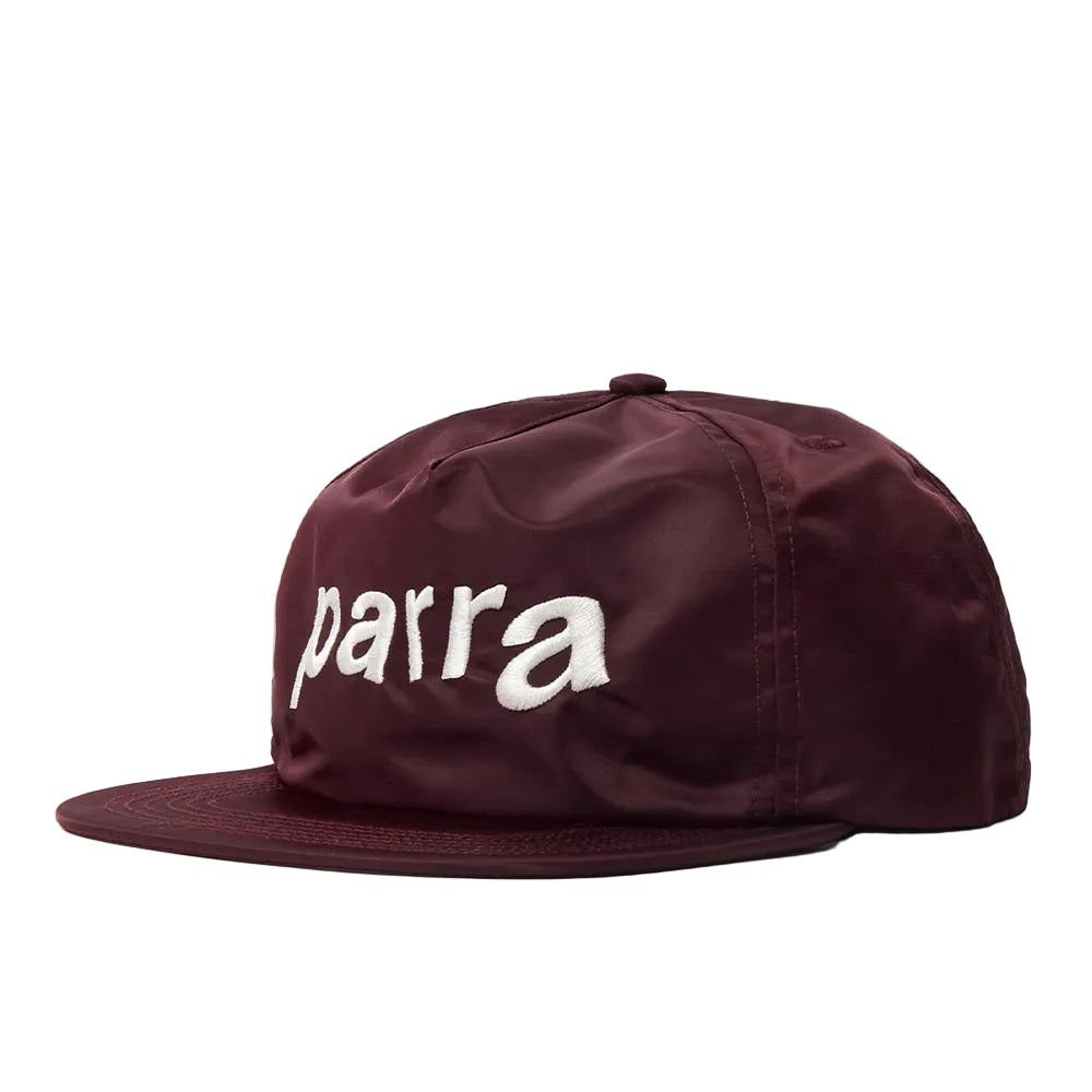 Parra Distorted 90s Memory 6 Panel Satin Snapback Hat - Dark Red