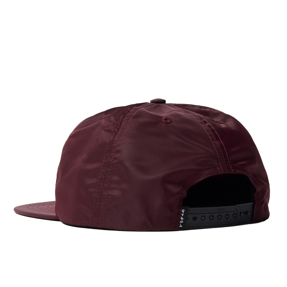 Parra Distorted 90s Memory 6 Panel Satin Snapback Hat - Dark Red