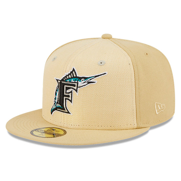 New Era Cap 59FIFTY Florida Marlins Raffia Front 1993 Inaugural Side Patch - Vegas Gold 7 1/2 / Raffia Front/Vegas Gold/Green UV / 5950 Fitted