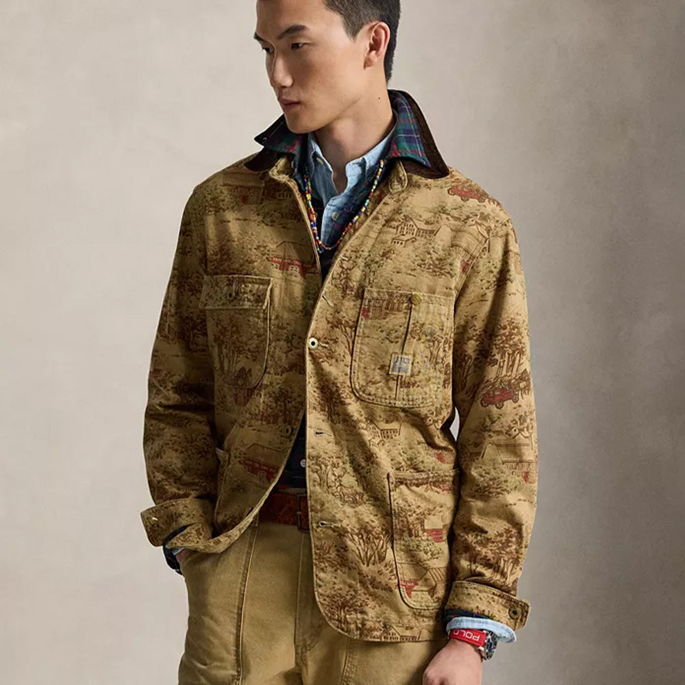 90s Ralph Lauren 総柄 chore coverall Polo Ralph Lauren Novelty Dungaree Denim Chore Jacket – Fresh Rags FL