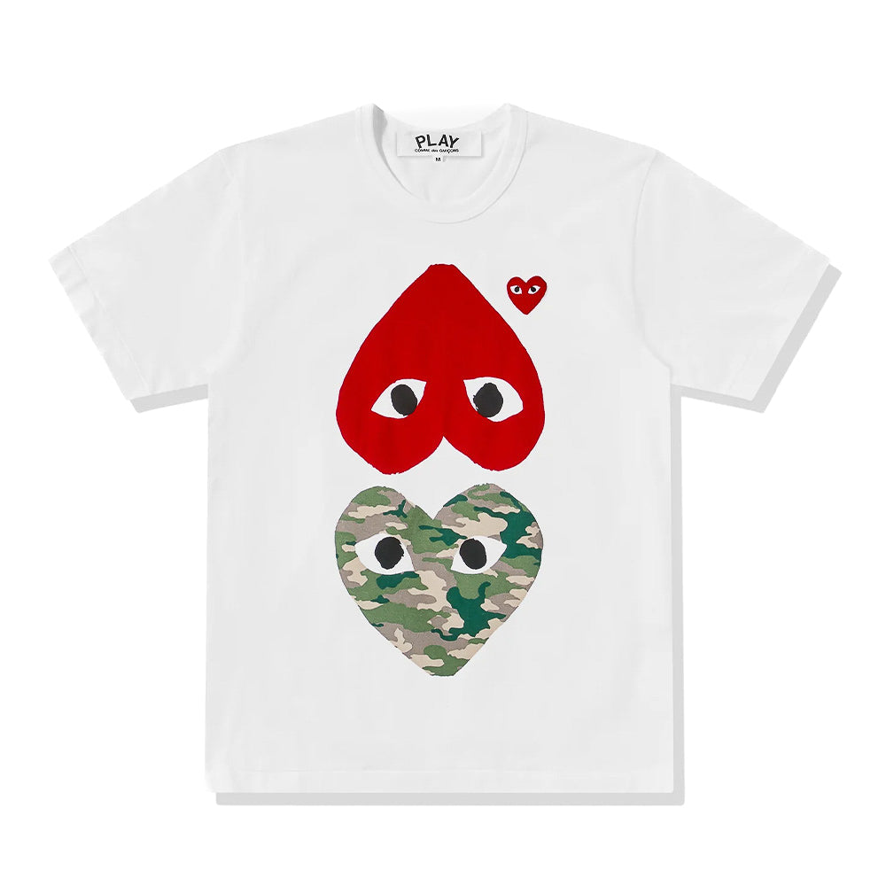 Comme des Garçons PLAY Camouflage Upside Down Double Heart SS Tee