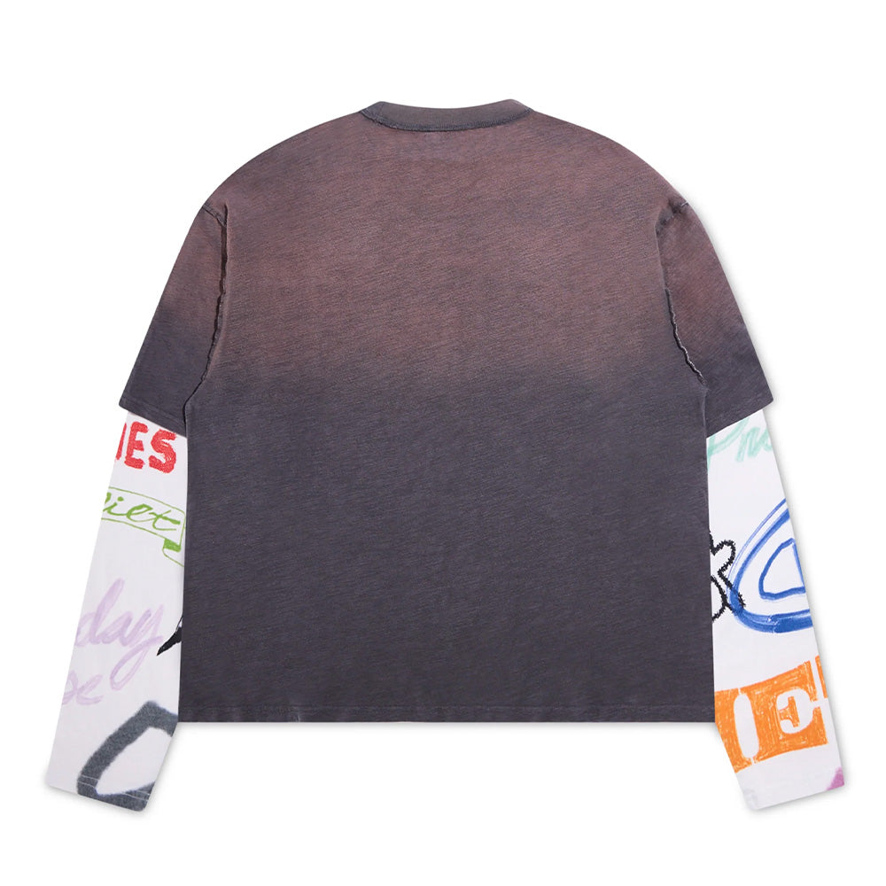 Diet Starts Monday Double Layer Skull LS Tee - Vintage Black