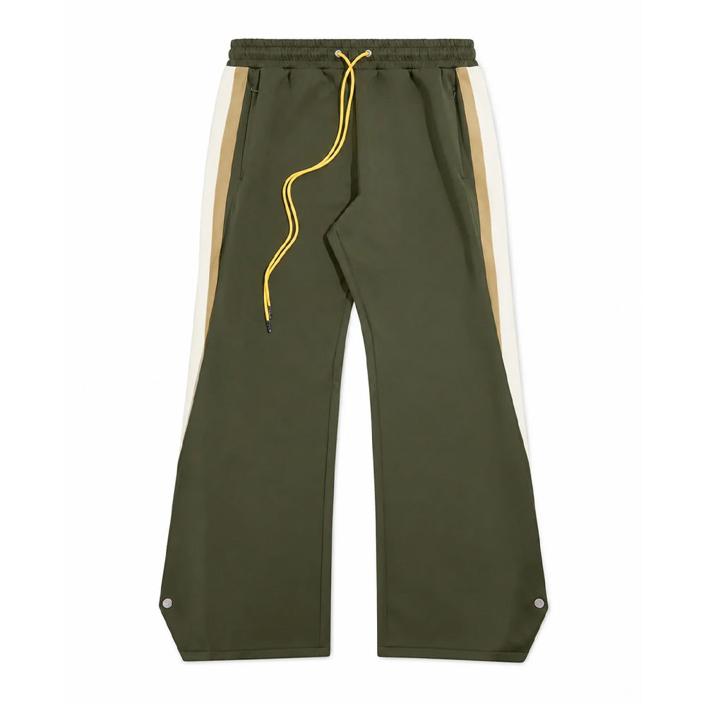 Diet Starts Monday Striped Snap Track Pants - Olive