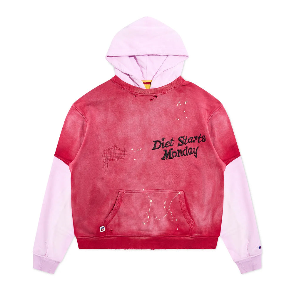 Diet Starts Monday Double Layer Pullover Hoodie "Washed Red"