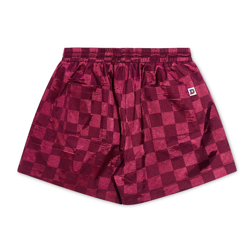 Diet Starts Monday Checkered Nylon Shorts - Maroon