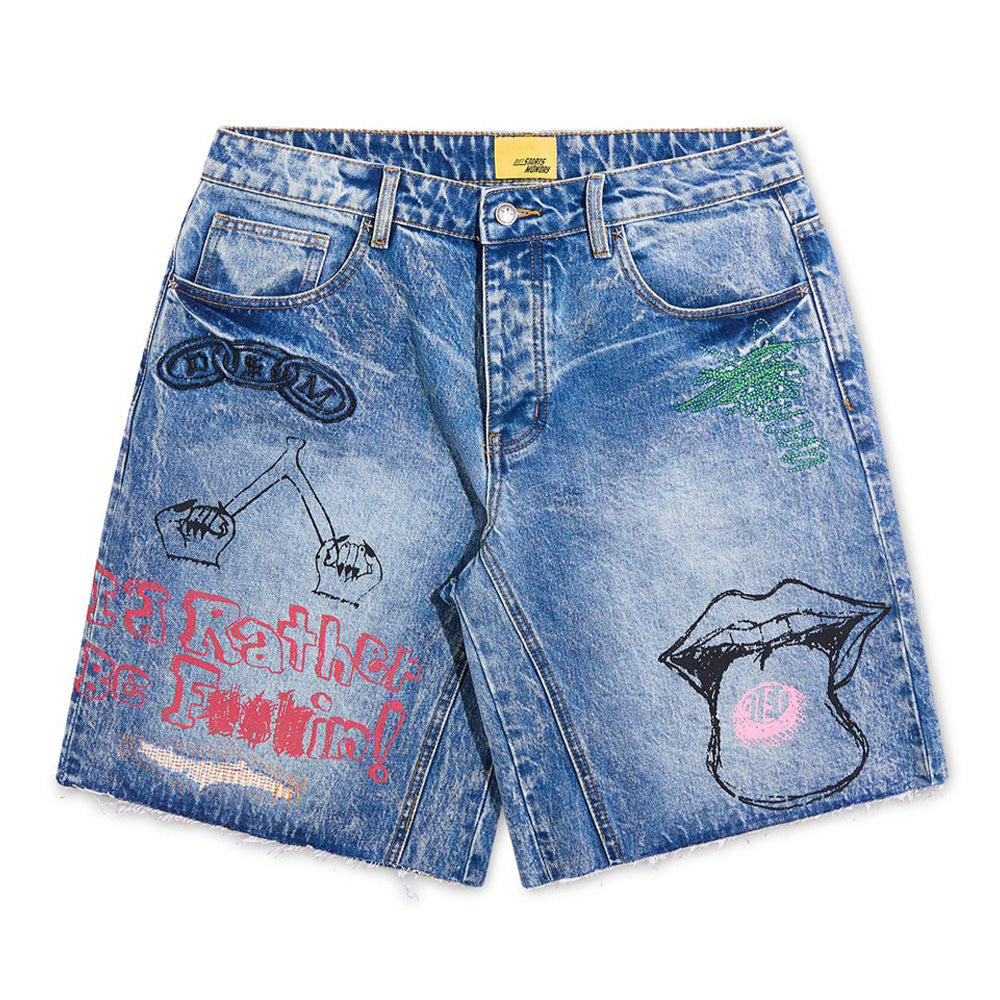 Diet Starts Monday Doodle Denim Shorts