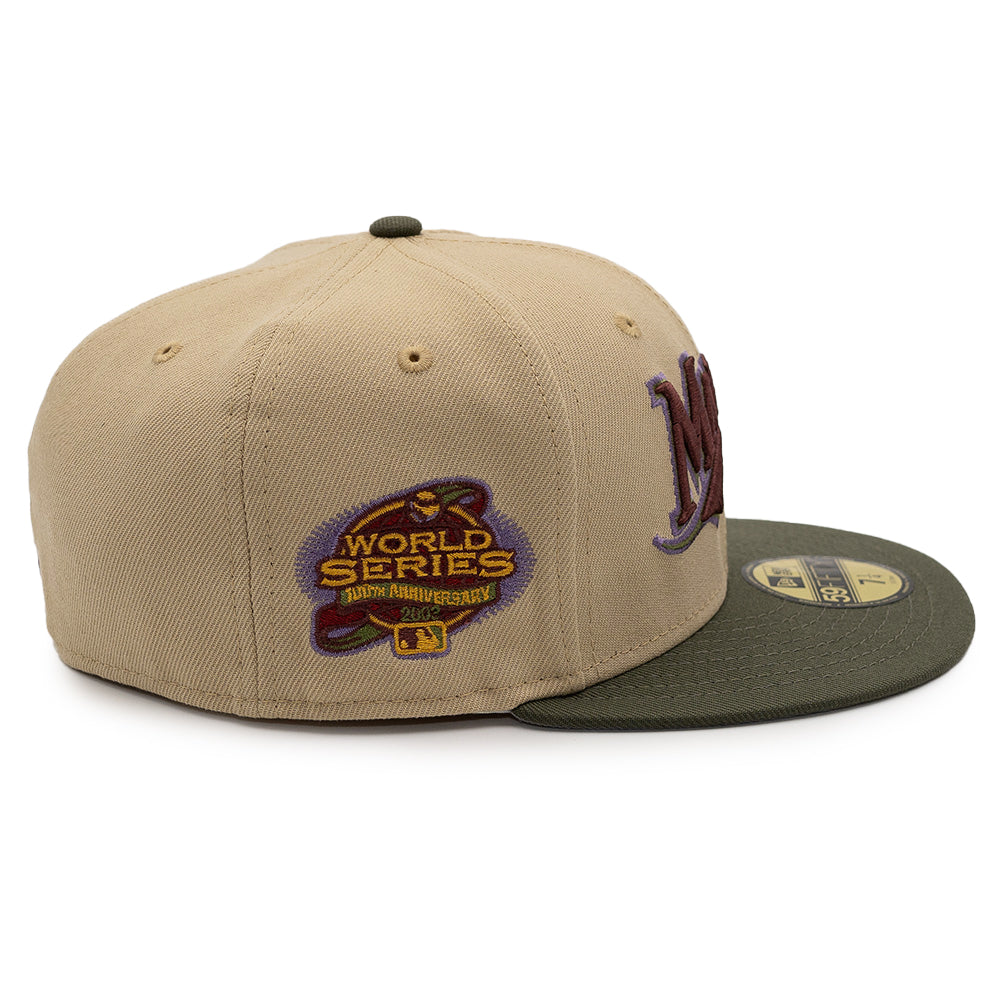 NEW ERA X FRESH RAGS 59FIFTY Florida Marlins Script 100th World Series SIDE PATCH - Vegas Gold