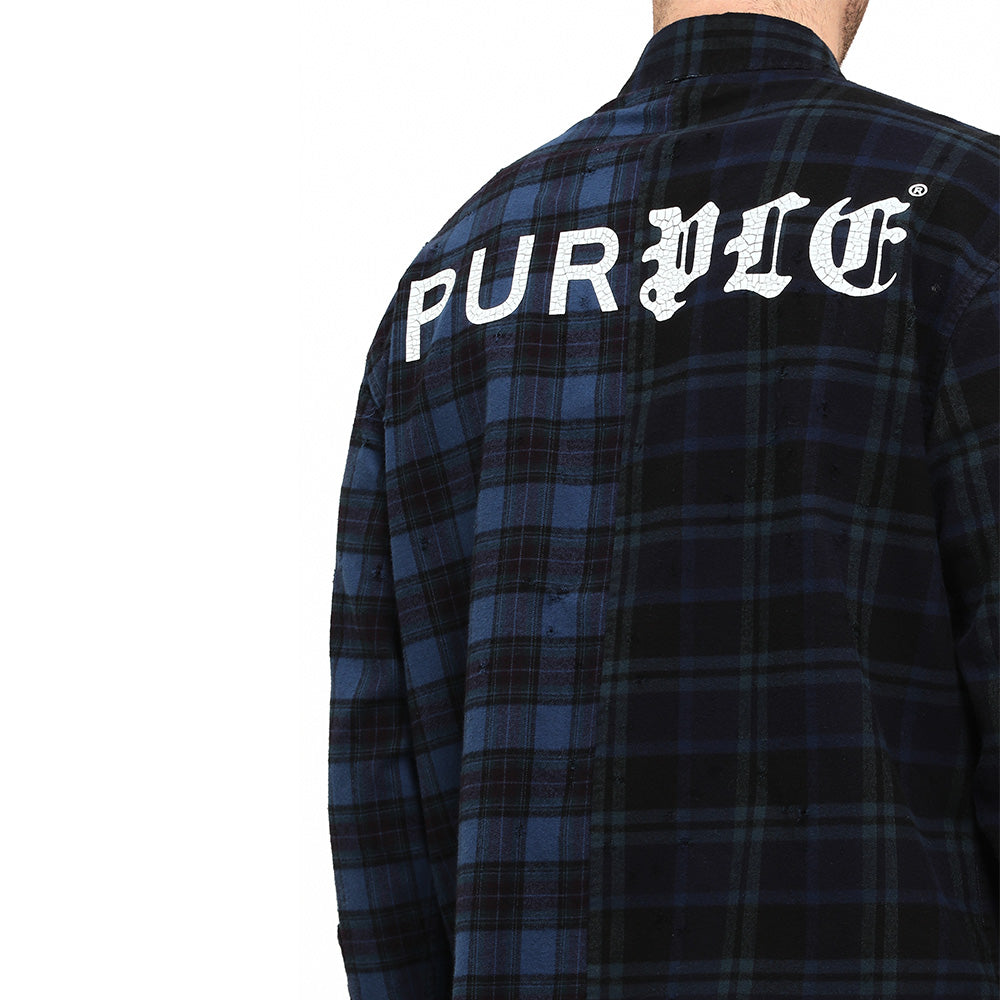 Purple Half and Half LS Flannel