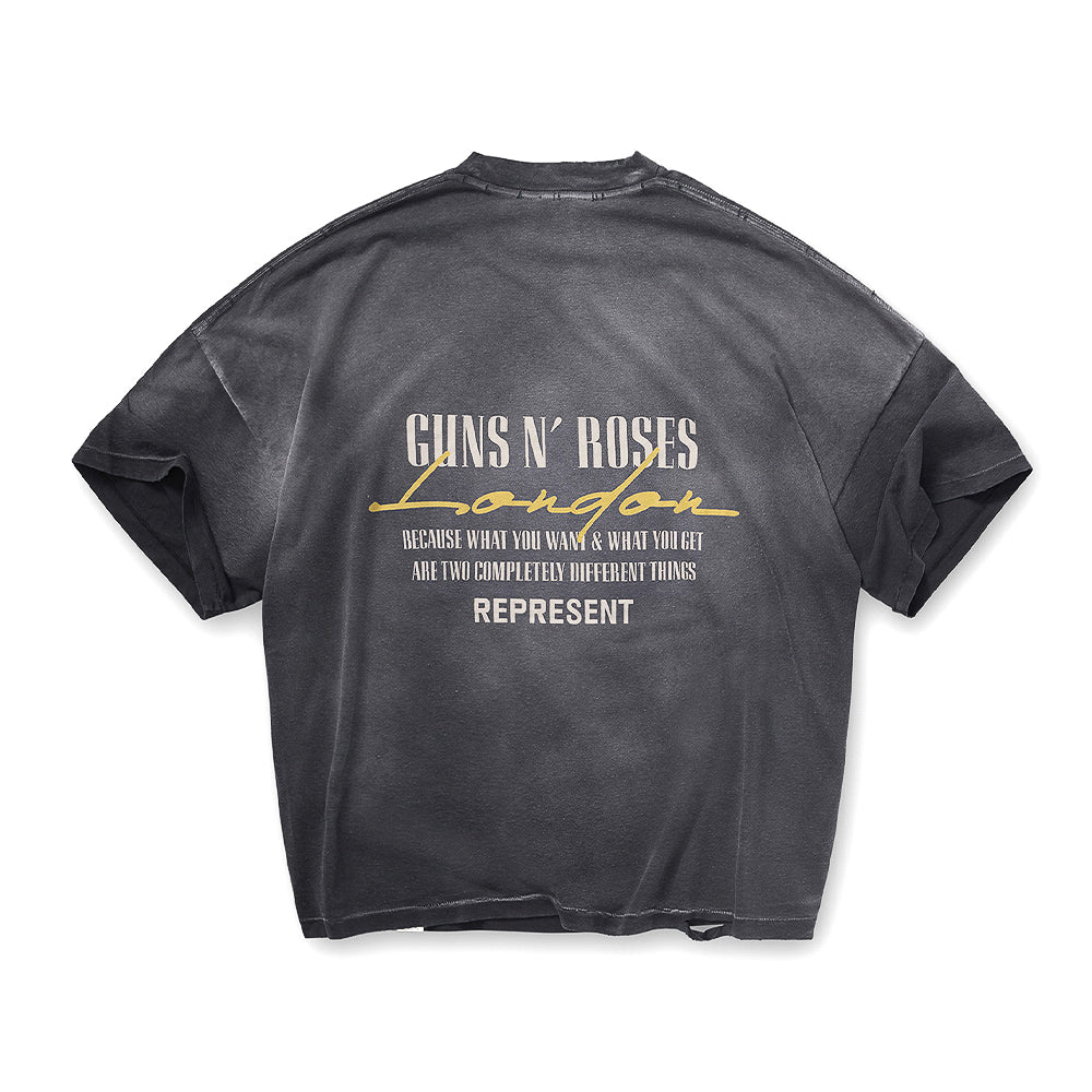 Guns N Roses X Represent Cross SS Tee - Stained Black