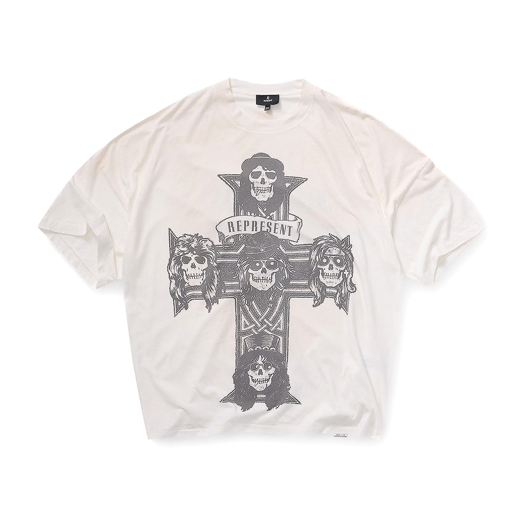 Guns N Roses X Represent Cross SS Tee - Washed Ecru