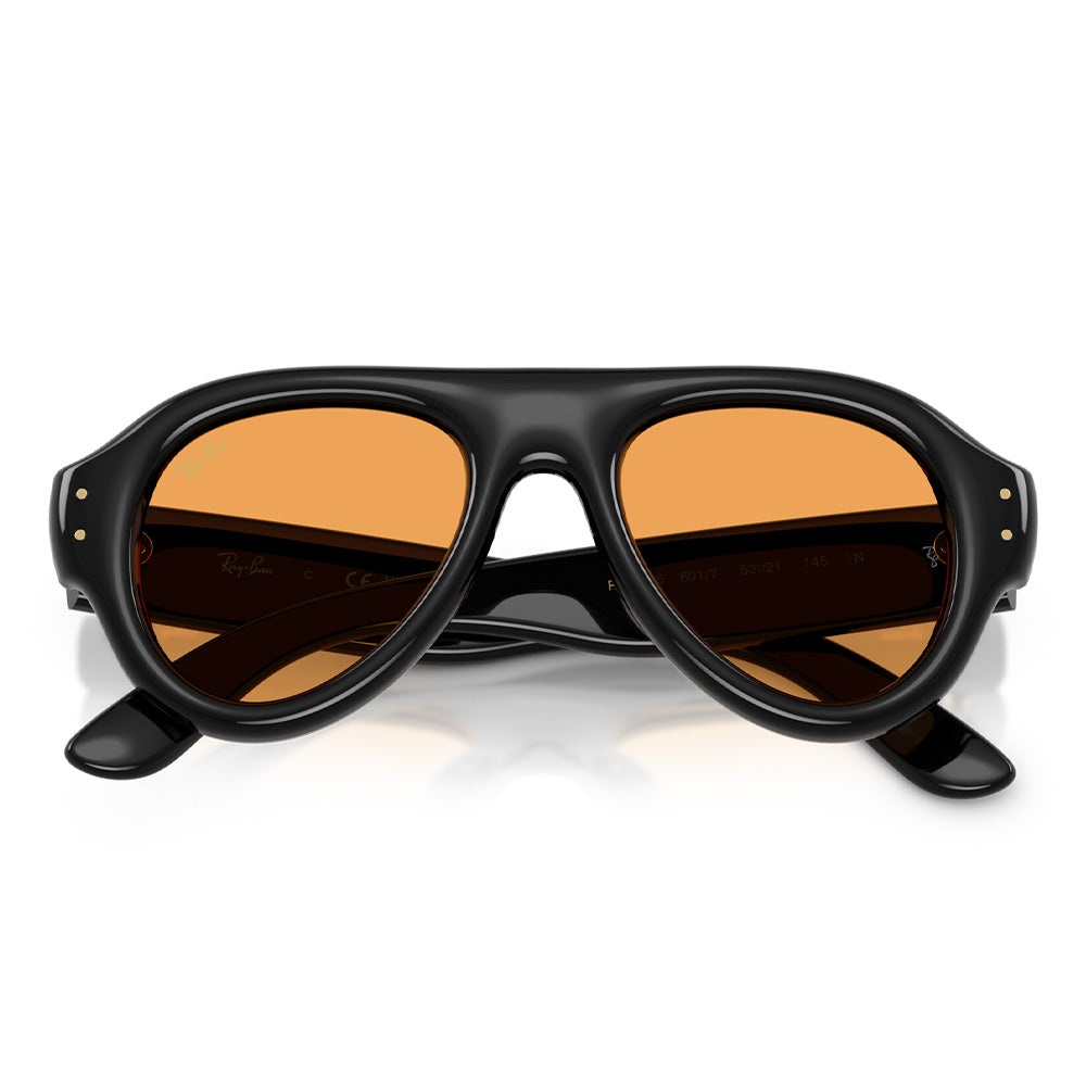 A$AP Rocky x Ray-Ban Aviator Puffer - Polished Black/Orange Lense