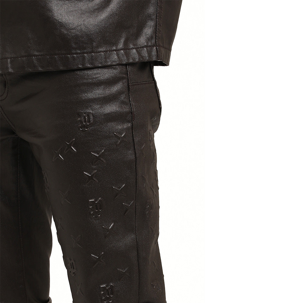 Purple Mono Embossed Denim