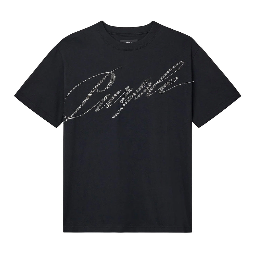 Purple Crystal Slanted Script SS Tee