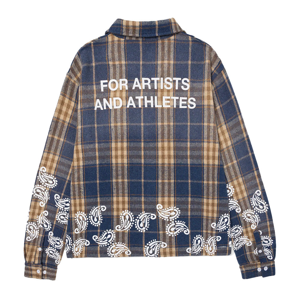 Ryoko Rain Blue Plaid Paisley LS Flannel