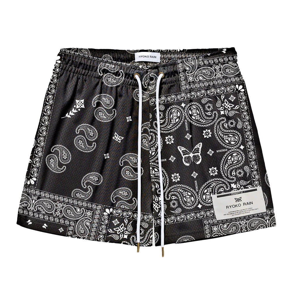 Ryoko Rain Black Paisley Mesh Short