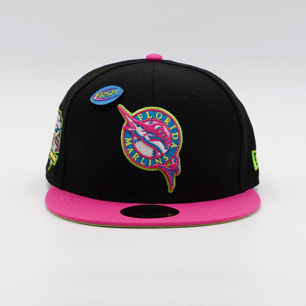 New Era Cap 59FIFTY Florida Marlins 10th Anniversary Side Patch Holiday Toy Pack FR Exclusive 7 1/8 / Black/Beetroot/Lime / 5950 Fitted