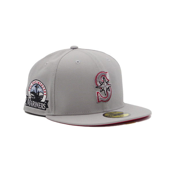 Fresh Rags x New Era 59FIFTY Seattle Mariners 30th Anniversary Side Patch Scarlet UV 7 5/8 / Grey/Scarlet / 5950 Fitted