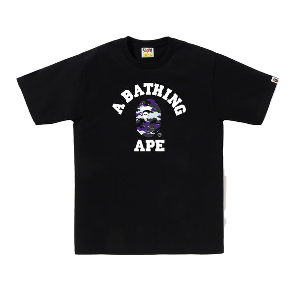 A Bathing Ape Glitch Woodland Camo College SS Tee - Black/Purple