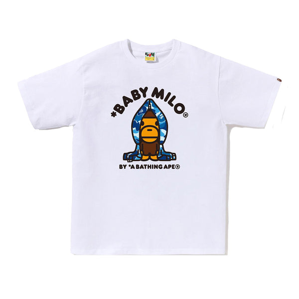 A Bathing Ape ABC Camo Milo Hoodie SS Tee - White/Blue Camo