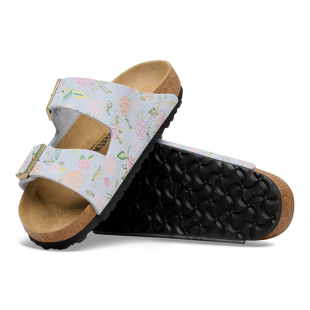 Birkenstock Arizona "Flower Print" - Baby Blue