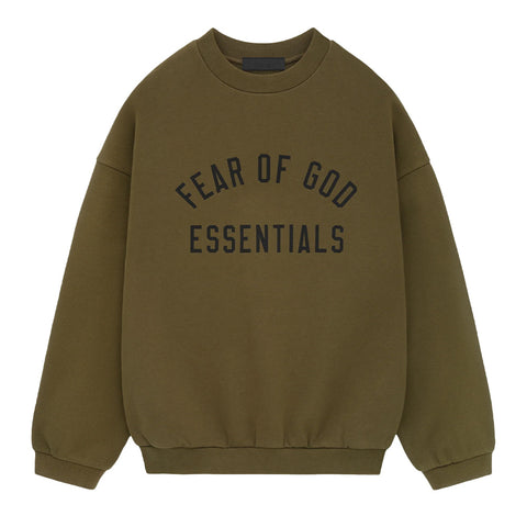 Fear Of God Essentials Fleece Pullover Hoodie - Military