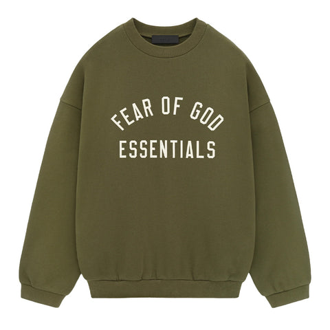 Fear Of God Essentials Fleece Pullover Hoodie - Olive