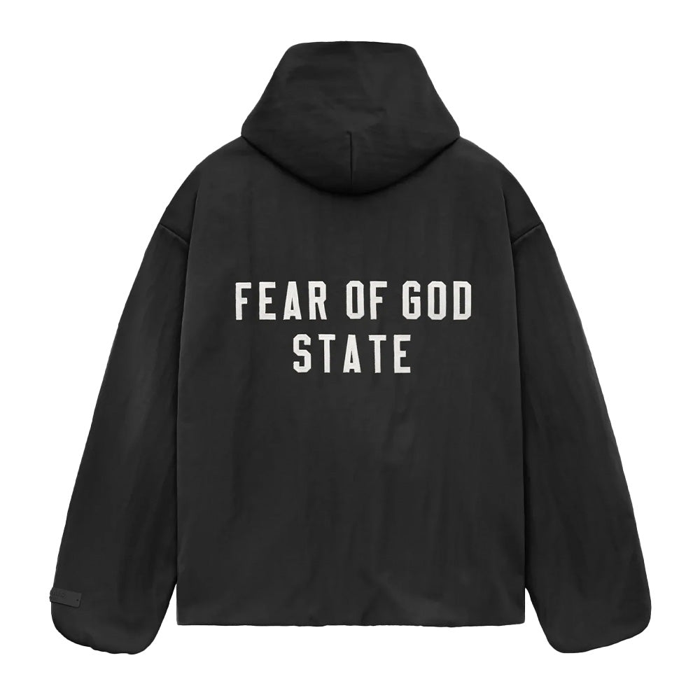 Fear Of God Essentials Textured Nylon Hooded Coaches Jacket - Black