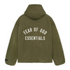 Fear Of God Essentials Textured Nylon Hooded Coaches Jacket - Military