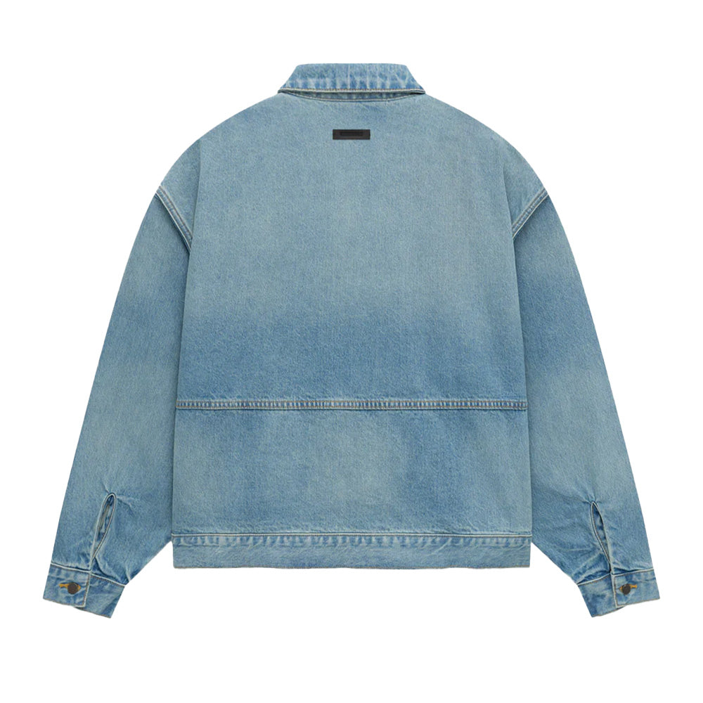 Fear Of God Essentials Full Zip Denim Jacket - Vintage Blue