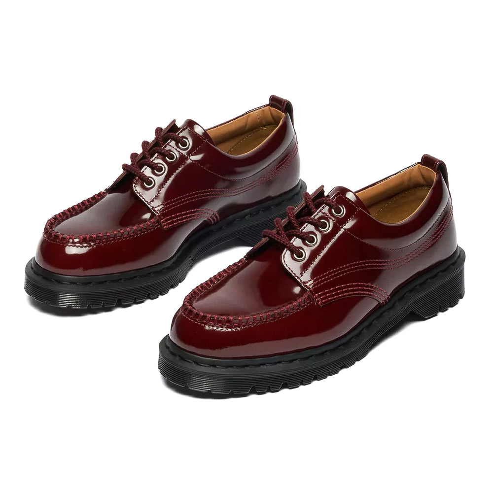 Dr. Martens Lowell Lacquered Leather Moc Toe - Cherry Red