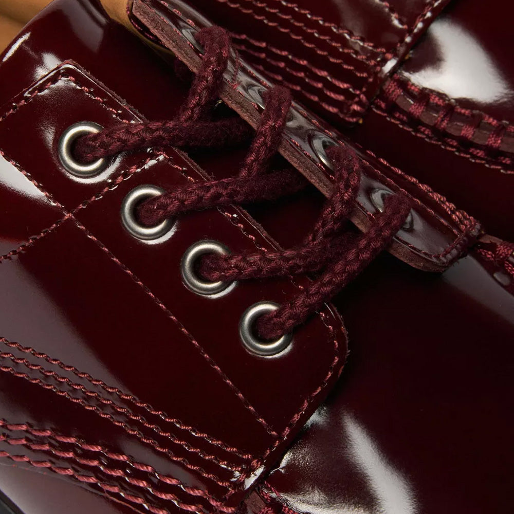 Dr. Martens Lowell Lacquered Leather Moc Toe - Cherry Red