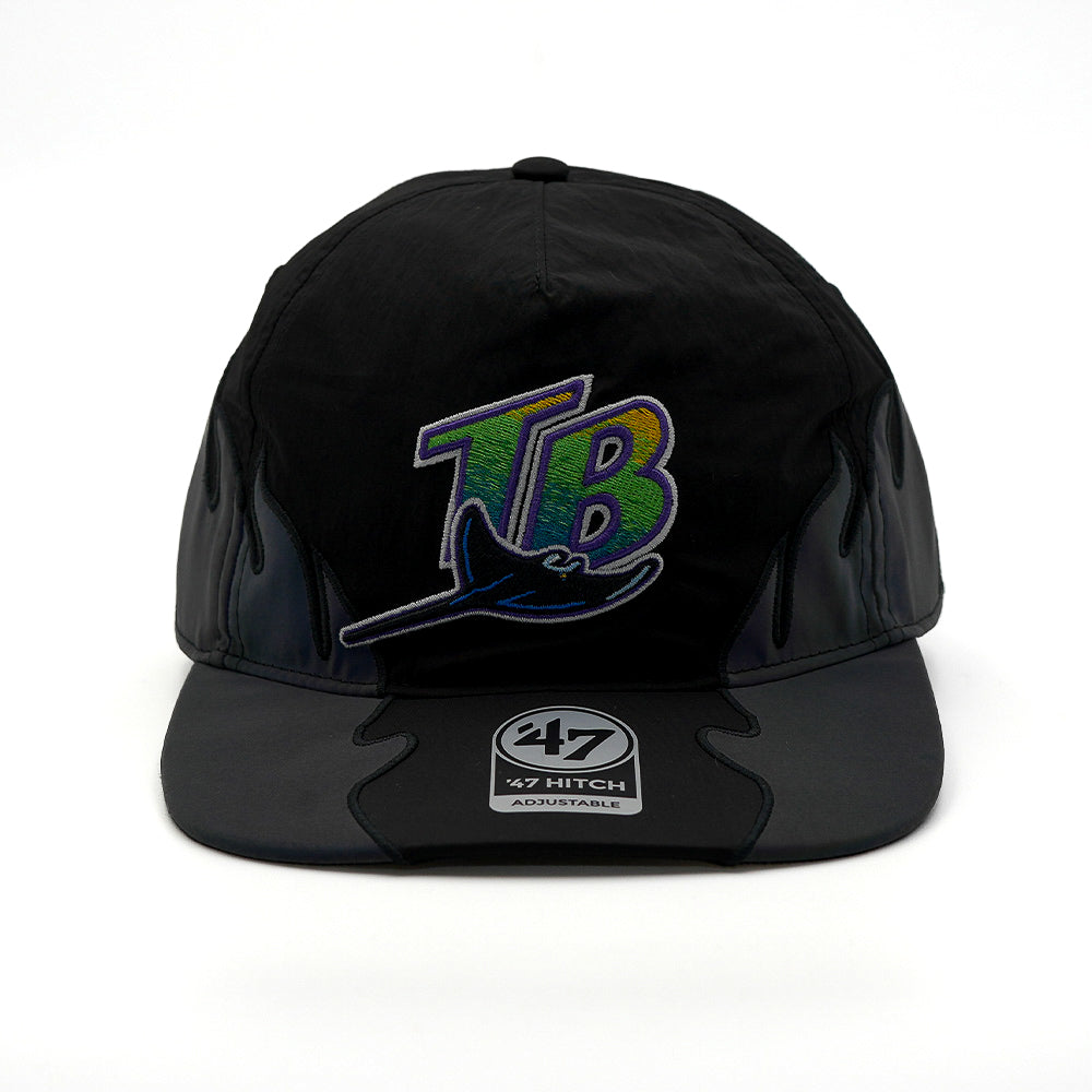 47 x FRSH x Tampa Bay Rays "Iridium" Side Flames- Nylon Hitch LC Snapback