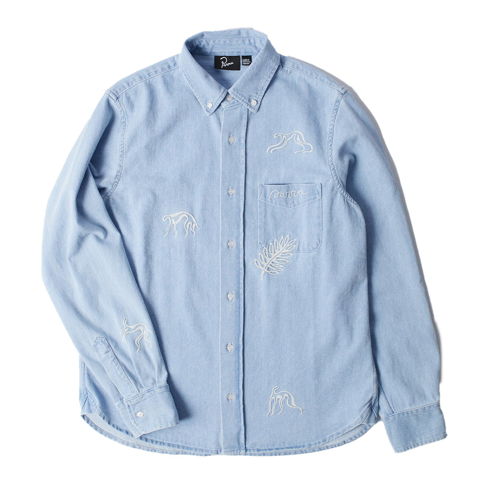 Parra Ancient Aliens Washed Denim  LS Shirt