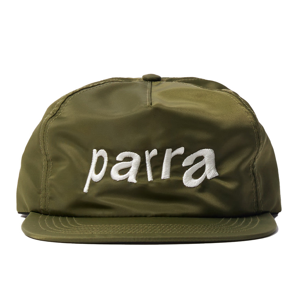 Parra Distorted 90s Memory 6 Panel Satin Snapback Hat - Olive
