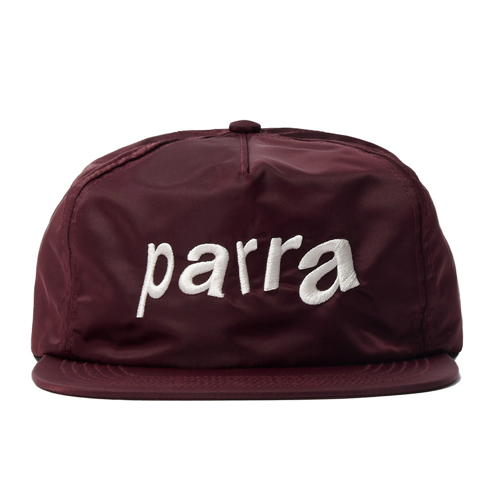Parra Distorted 90s Memory 6 Panel Satin Snapback Hat - Dark Red