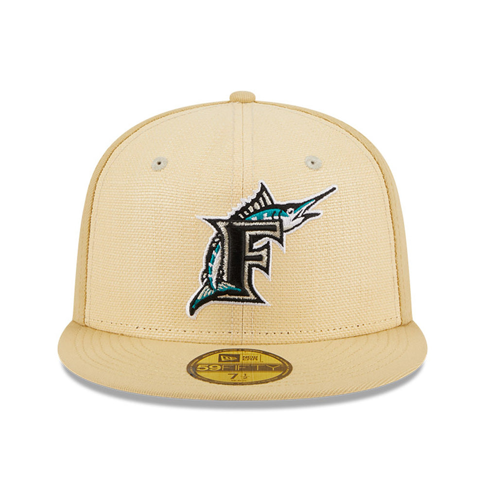 New Era Cap 59FIFTY Florida Marlins Raffia Front 1993 Inaugural Side Patch - Vegas Gold 7 1/2 / Raffia Front/Vegas Gold/Green UV / 5950 Fitted