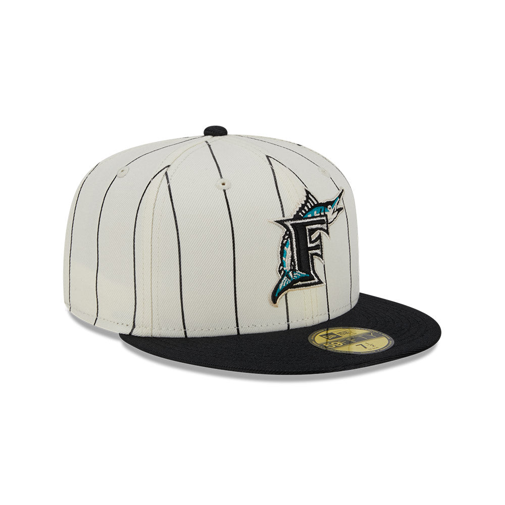 Florida Marlins New Era Cooperstown Collection Scarlet Undervisor 59FIFTY Fitted  Hat - White/Pink