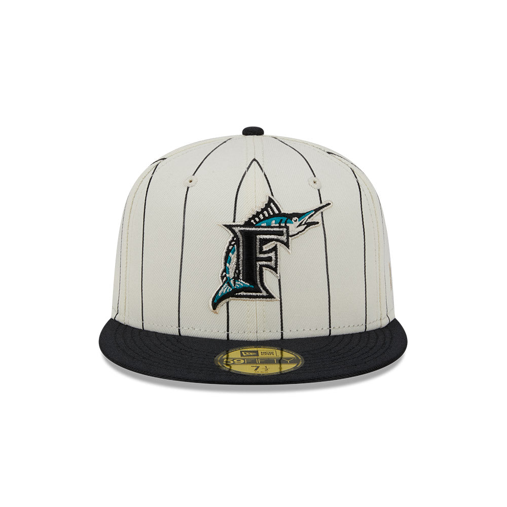 New Era Cap 59FIFTY Florida Marlins Team Shimmer Grey Under Visor 7 5/8 / Chrome Pin Stripe / 5950 Fitted