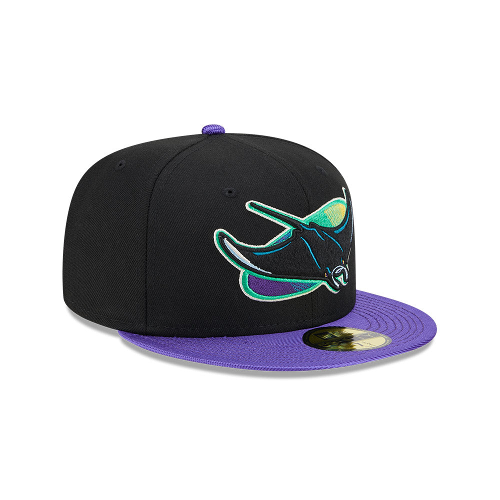 Tampa Bay Devil Rays New Era 59Fifty Fitted Hat (WHITE BLACK Purple Under  Brim)