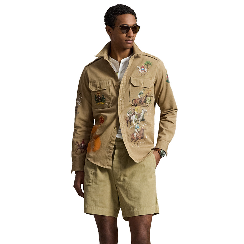 Polo Ralph Lauren Equestrian Scene Printed Twill Military LS Overshirt
