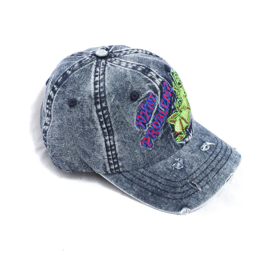 Jungles What Problem Distressed Denim Strapback Hat