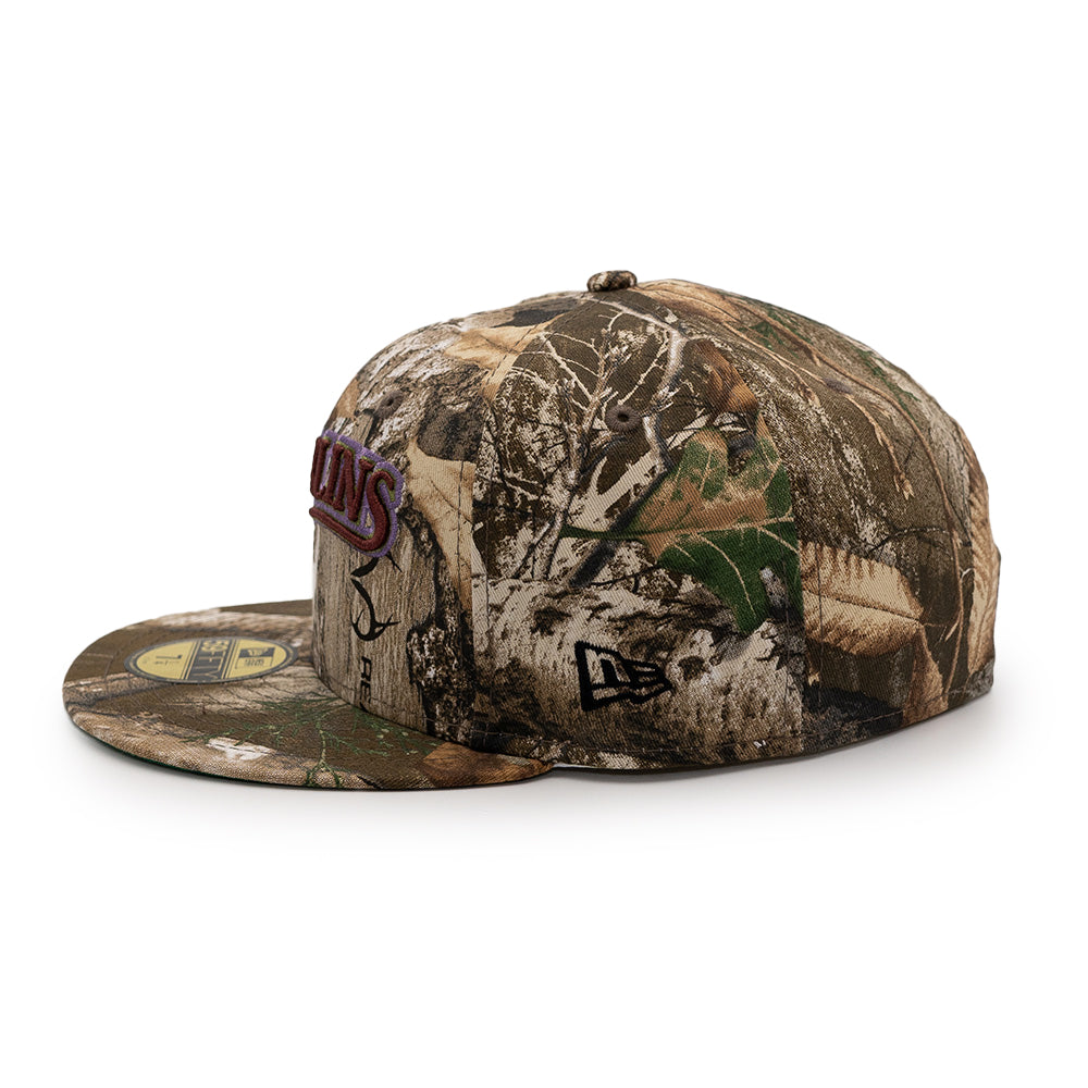 NEW ERA X FRESH RAGS 59FIFTY Florida Marlins Script 100th World Series SIDE PATCH - Real Tree Camo