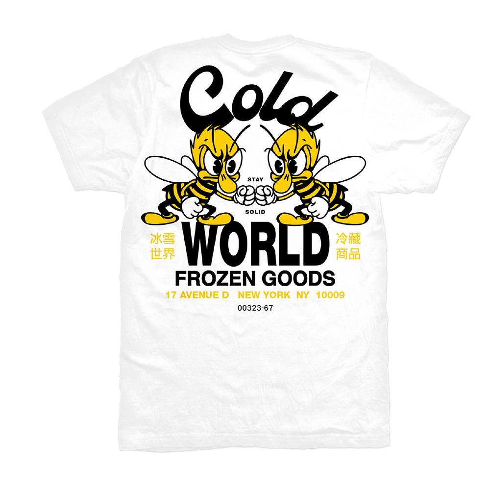 Cold World Frozen Goods  Bee Team SS Tee  White  HOL-T04-WHT